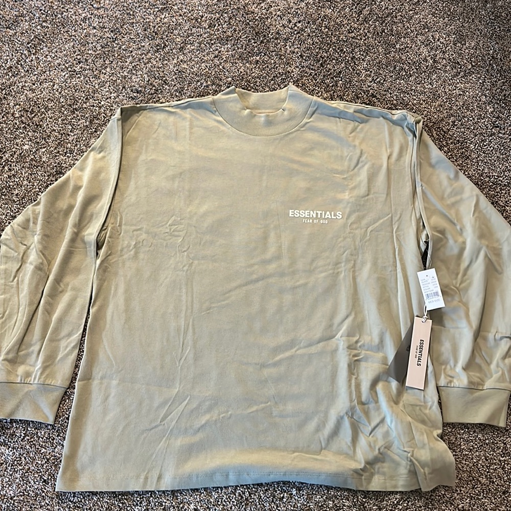 Essentials Fear of God Sea Foam Cotton Jersey Long Sleeve T-Shirt